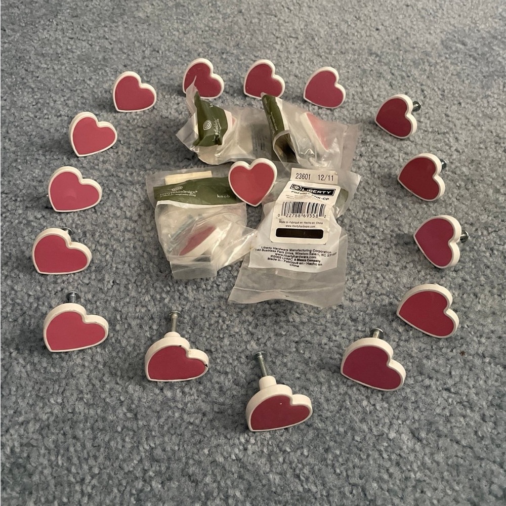 Pink heart shaped draw pulls by Liberty Hardware